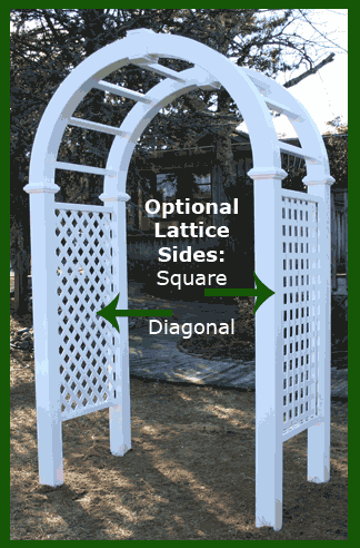 arched arbor with option diagonal or square sides